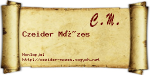 Czeider Mózes névjegykártya